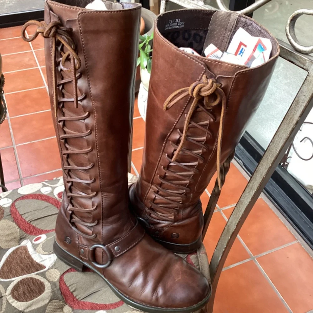Born Brown Over-the-Knee Lace-Up Riding Boots